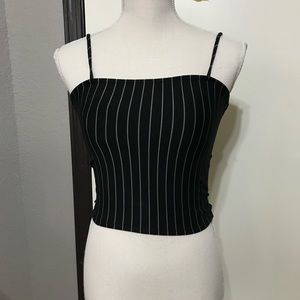 Black with white stripes crop top